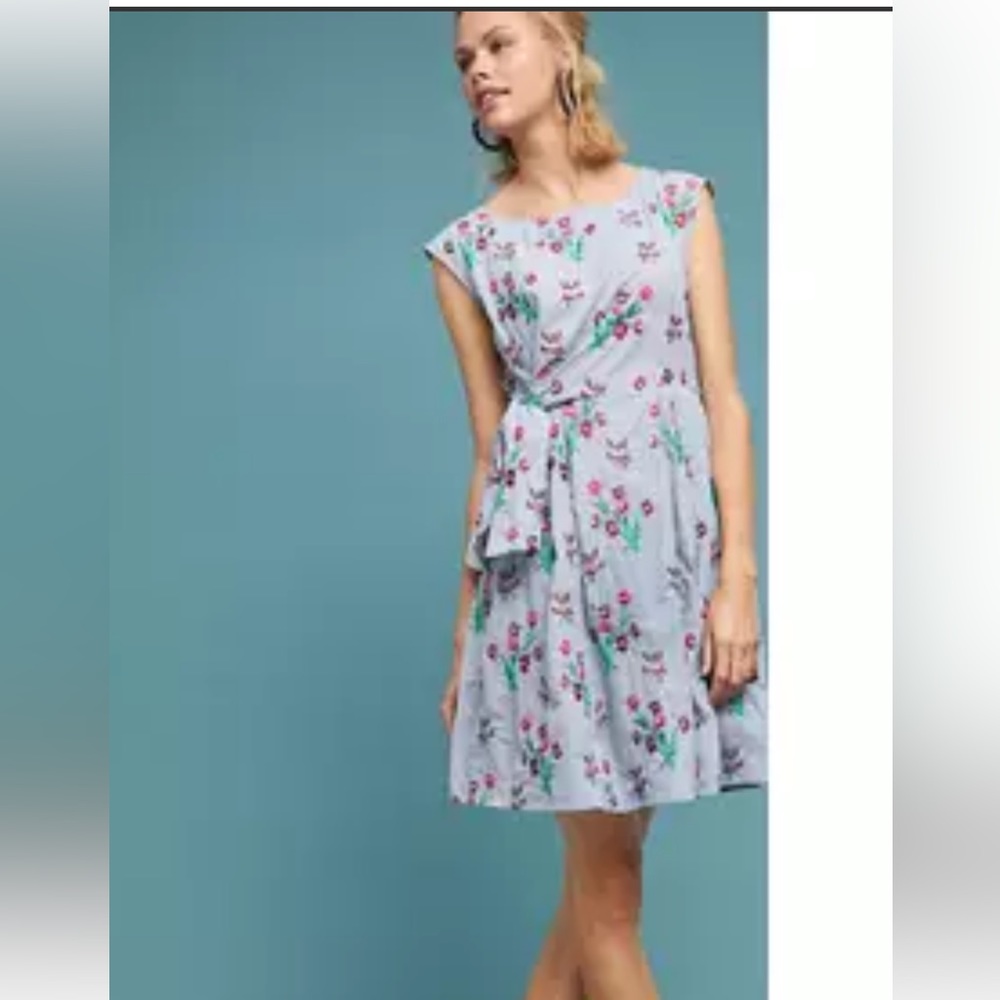 Anthropologie Maeve floral embroidered side tie dress. Size 00. Celestia